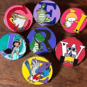 Disney Alphabet Cast Lanyard Hidden Mickey Pins